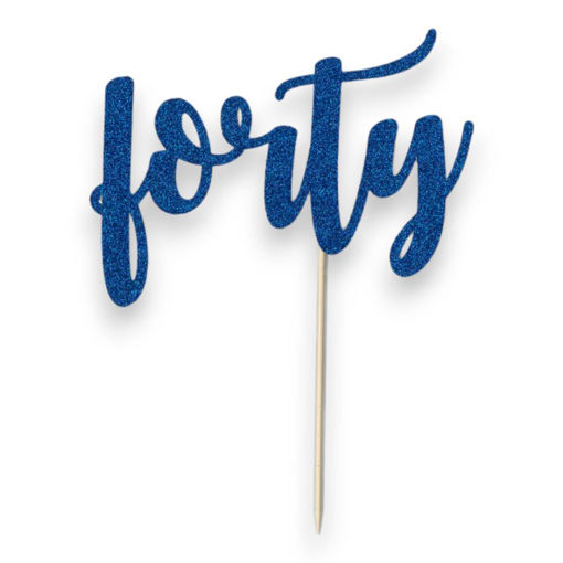 Picture of FORTY CAKE TOPPER BLUE GLITTER